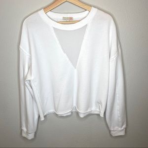 Gianni Bini White Crop Sweatshirt Large